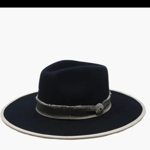 Free People X Wyeth Cowboy Rancher Hat Black Wool Harrison Women\'s O/S, 22.5\